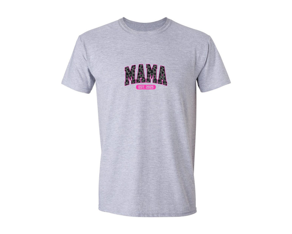 brand:Generic|color:Sports Grey / Athletic Heather|Mama Est 2025 New Mama Graphic T-Shirt