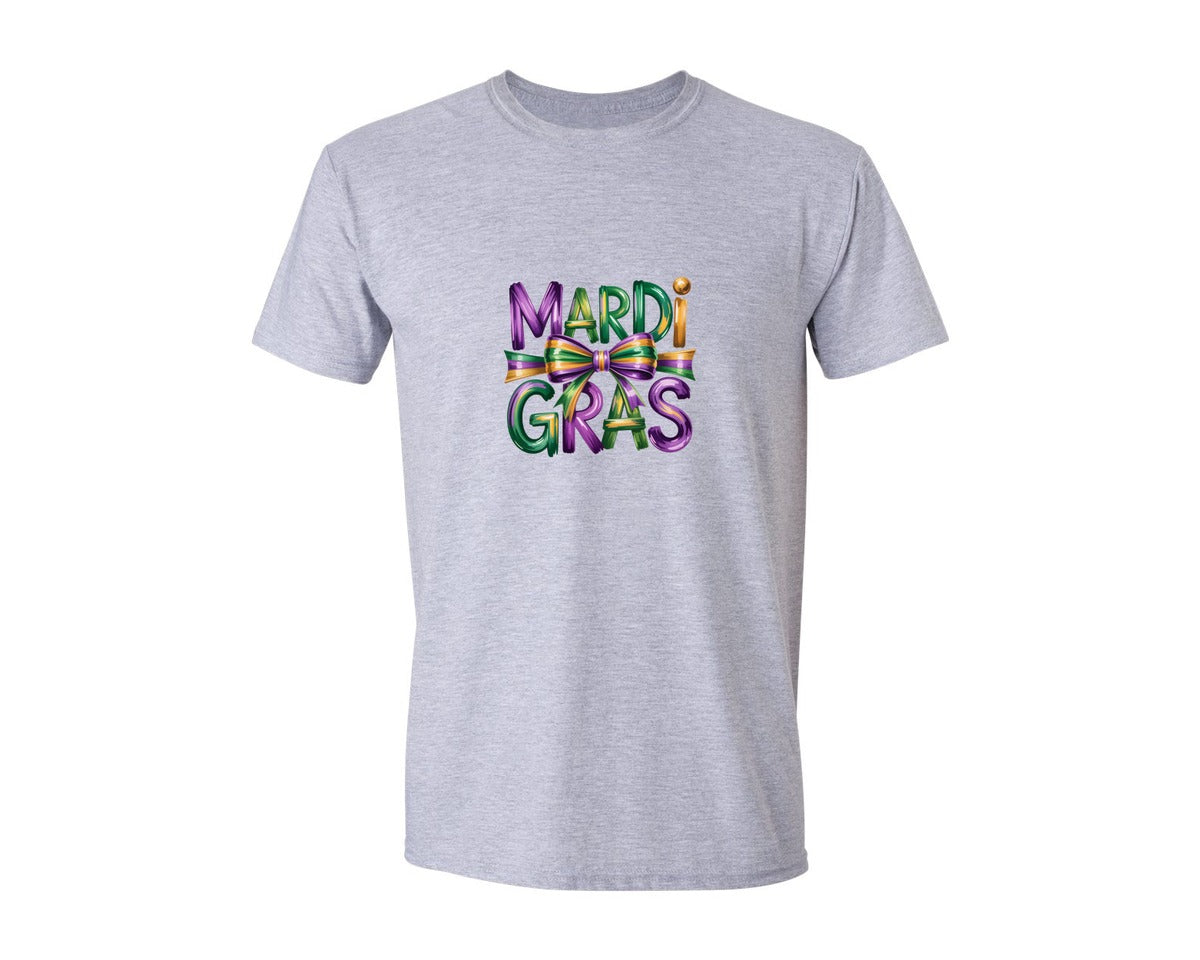 brand:Generic|color:Sports Grey / Athletic Heather|Mardi Gras Bow Brushstroke Mardi 2 Graphic T-Shirt