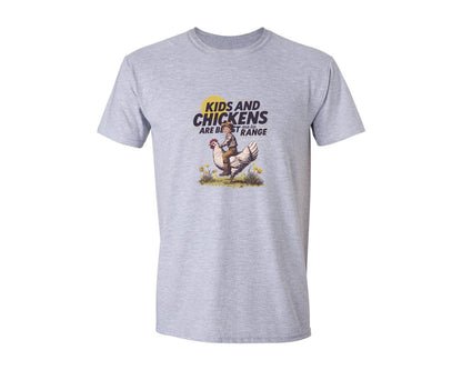 brand:Generic|color:Sports Grey / Athletic Heather|Kids And Chickens Vintage Farm Graphic T-Shirt
