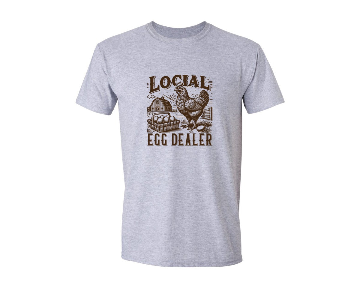 brand:Generic|color:Sports Grey / Athletic Heather|Local Egg Dealer Trendy Chicke Graphic T-Shirt