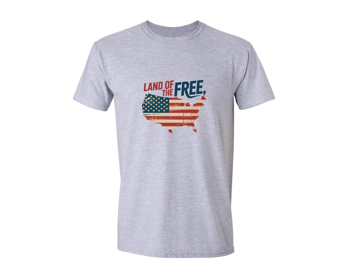 brand:Generic|color:Sports Grey / Athletic Heather|Land Of The Free Usa Map Pngamerica Map Graphic T-Shirt