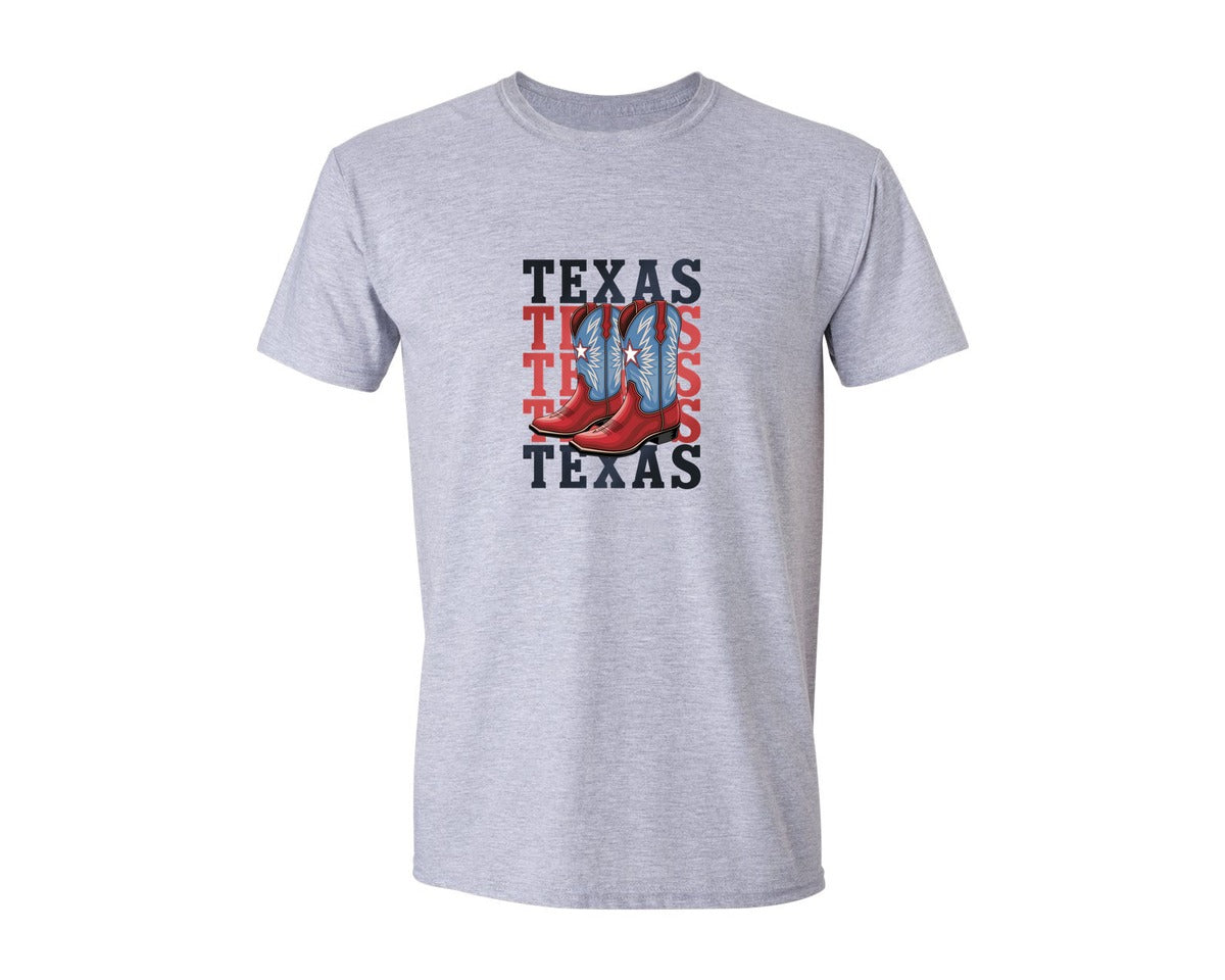 brand:Generic|color:Sports Grey / Athletic Heather|Texas Cowboy Boots Western Rodeo 4 Graphic T-Shirt