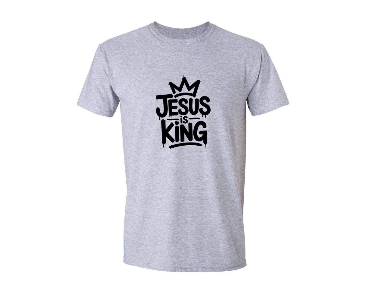 brand:Generic|color:Sports Grey / Athletic Heather|Jesus Is King Trendy T Shirt Design Graphic T-Shirt