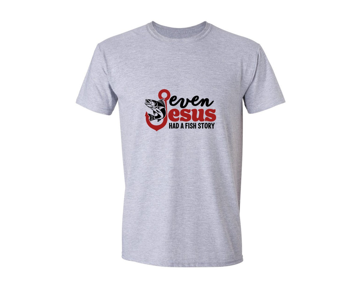 brand:Generic|color:Sports Grey / Athletic Heather|Even Jesus Had A Fish Story 3 Graphic T-Shirt