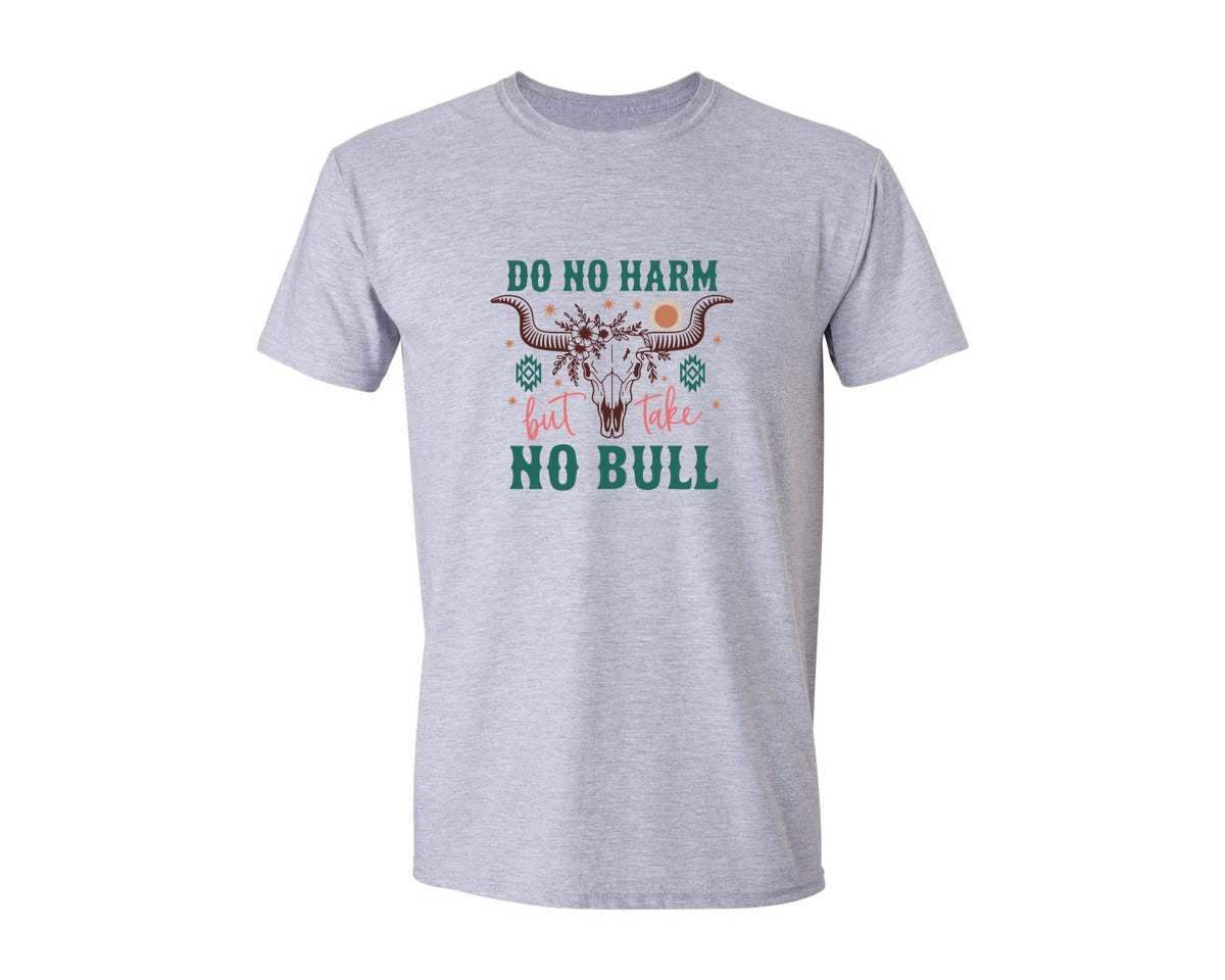 brand:Generic|color:Sports Grey / Athletic Heather|Western Cowgirl Boho Bull Skull Graphic T-Shirt