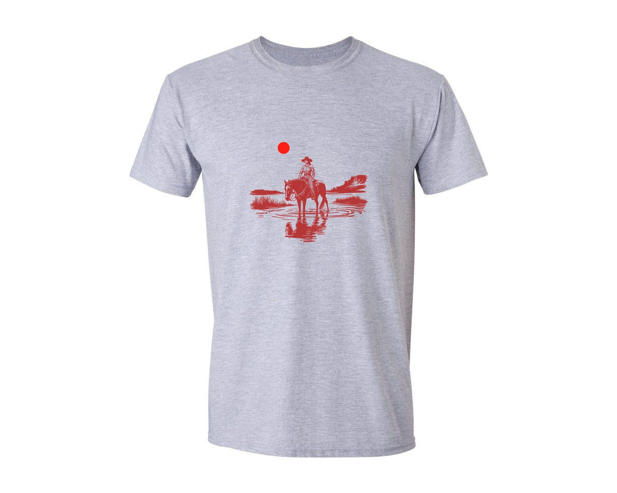 brand:Generic|color:Sports Grey / Athletic Heather|Retro Cowgirl Horse Western T Shirt Graphic T-Shirt