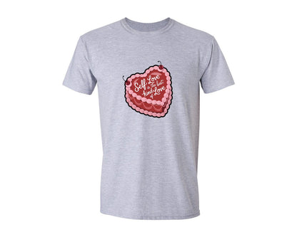 brand:Generic|color:Sports Grey / Athletic Heather|Self Love Cake Heart Shaped Design 2 Graphic T-Shirt