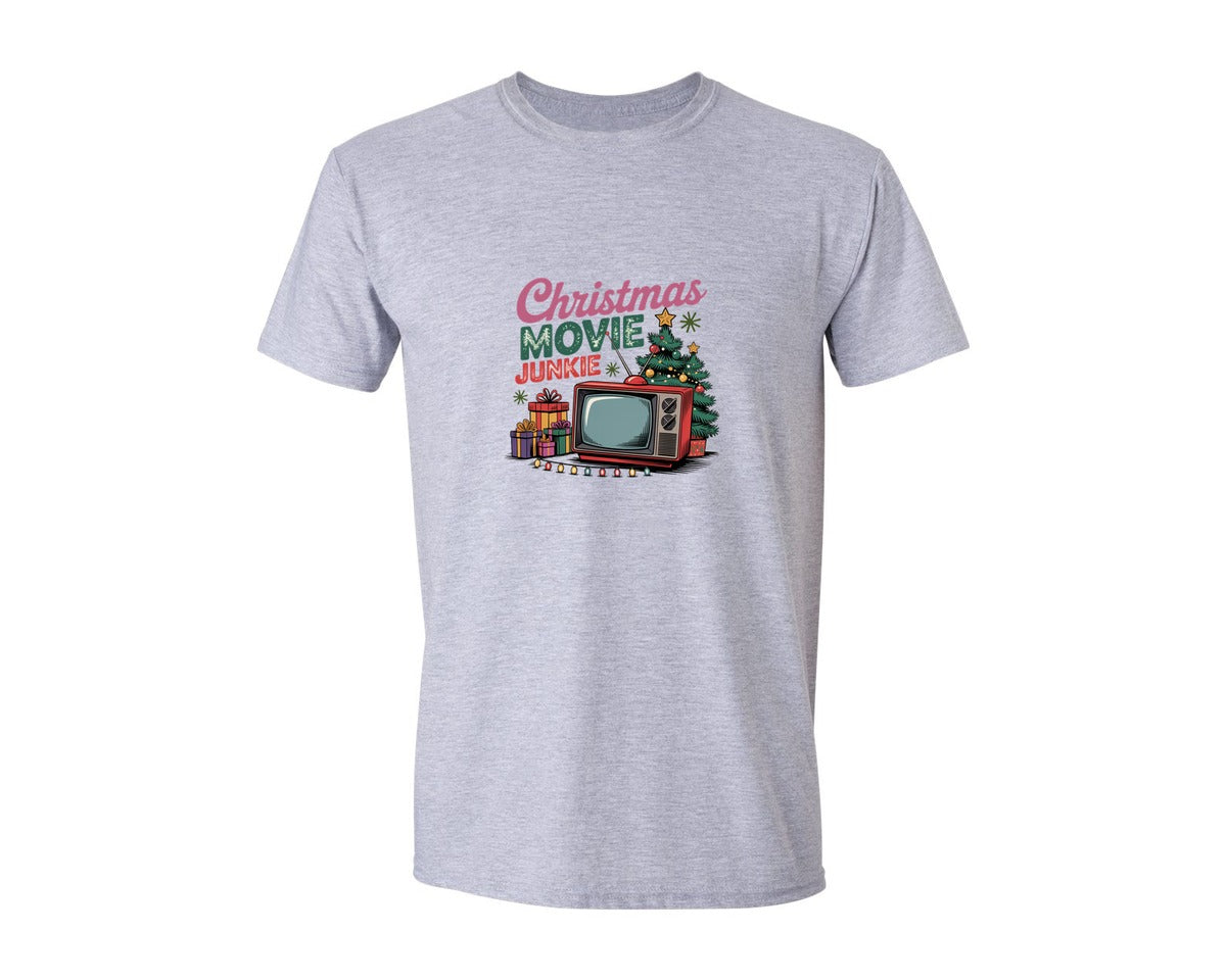 brand:Generic|color:Sports Grey / Athletic Heather|Christmas Movie Junkie Pngchristmas Graphic T-Shirt