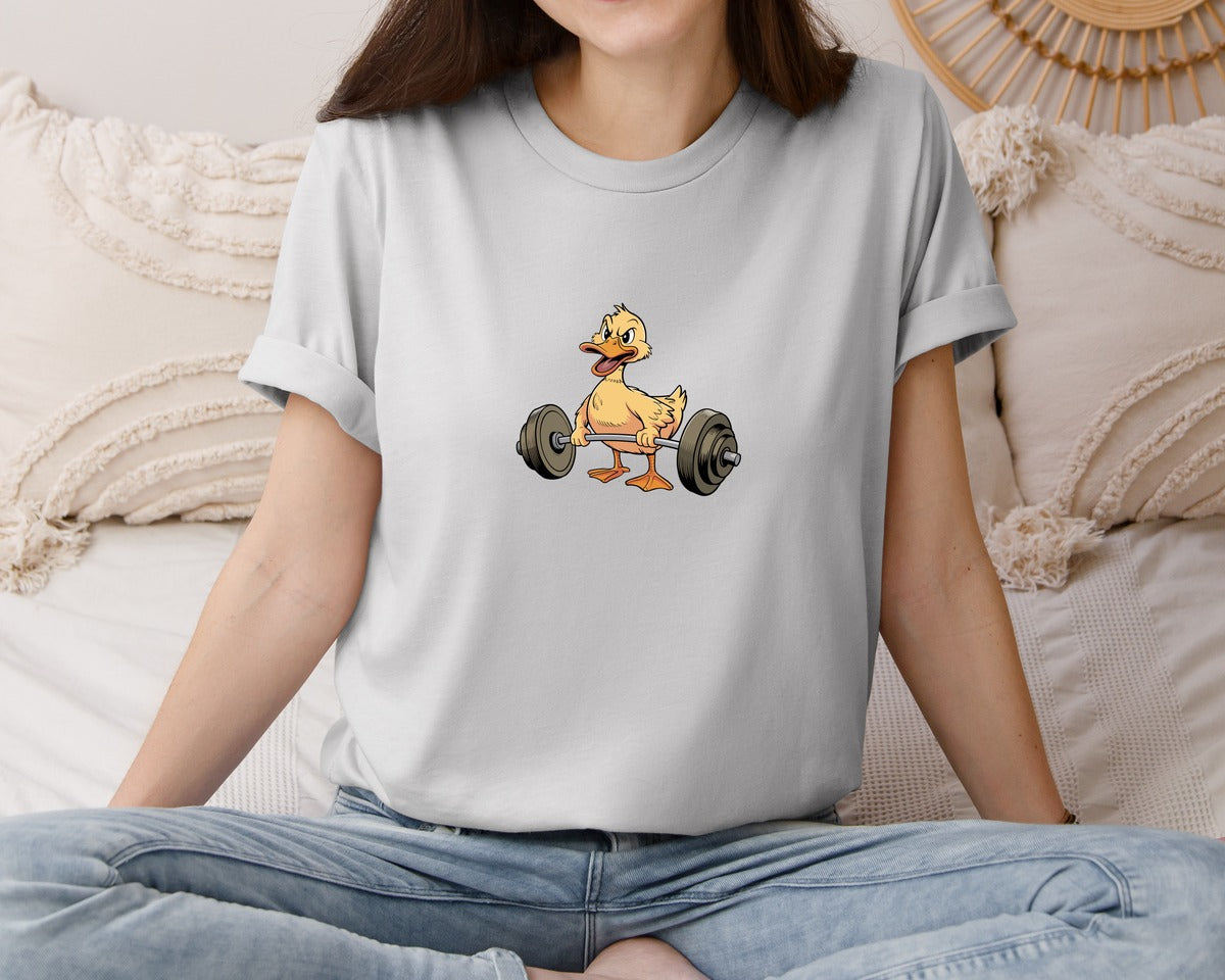 brand:Bella Canvas|color:Sports Grey / Athletic Heather|Funny Duck Workout T Shirt Design Vector Graphic T-Shirt