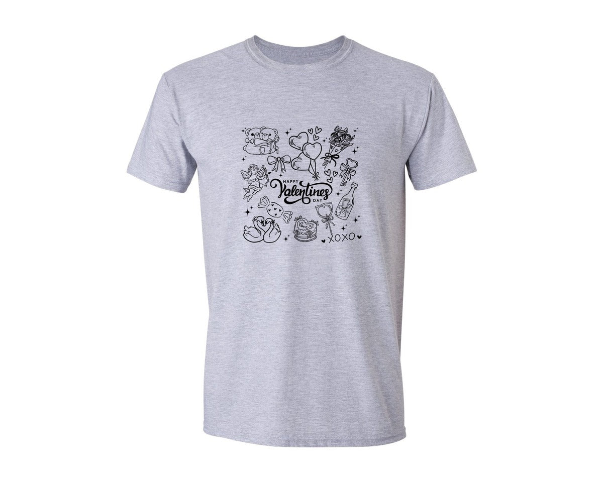 brand:Generic|color:Sports Grey / Athletic Heather|Happy Valentine Love Svgpng Graphic T-Shirt