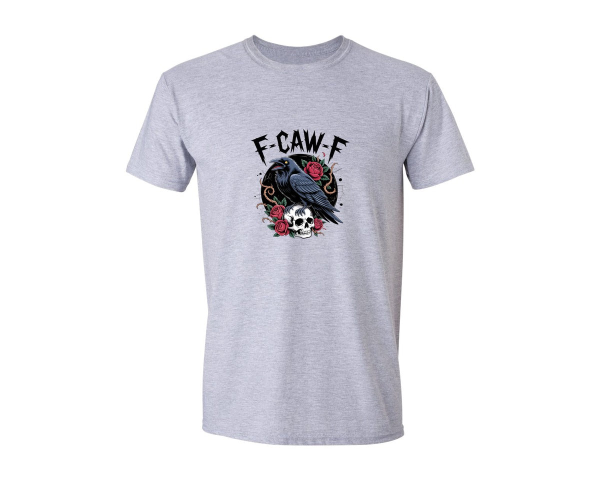 brand:Generic|color:Sports Grey / Athletic Heather|F Caw F Gothic Raven T Shirt Design Graphic T-Shirt