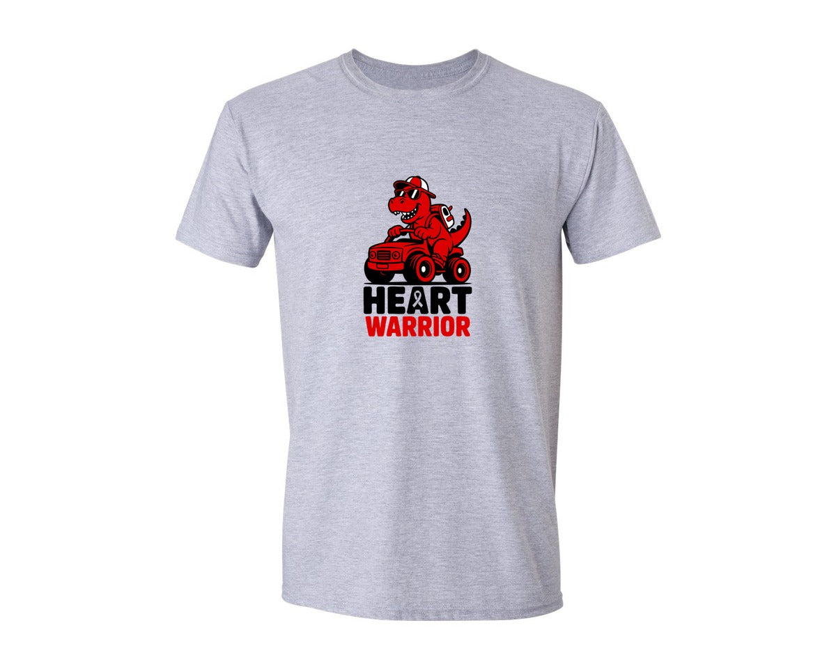 brand:Generic|color:Sports Grey / Athletic Heather|Heart Warrior Dinosaur Awareness Graphic T-Shirt