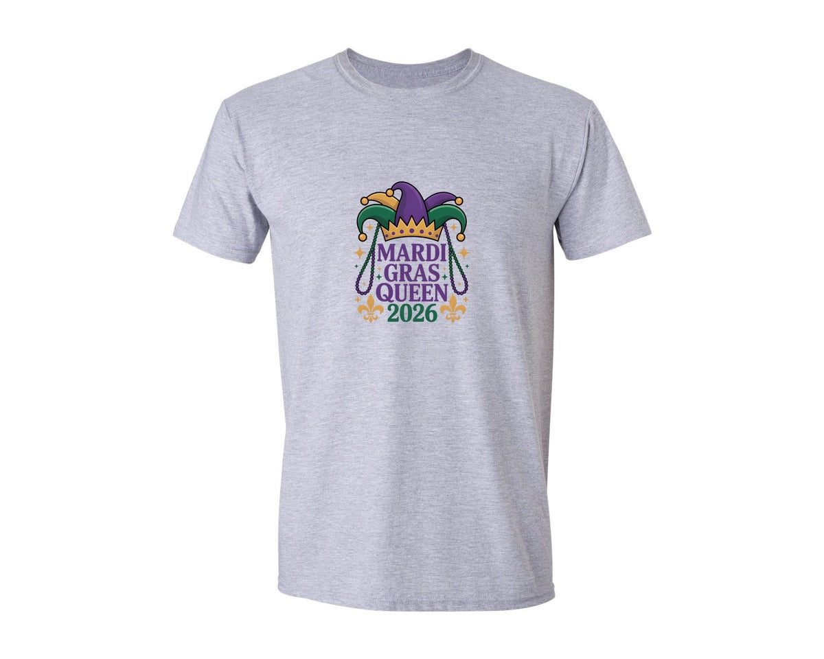 brand:Generic|color:Sports Grey / Athletic Heather|Mardi Gras Queen 2026 Pngfestive Jester Graphic T-Shirt