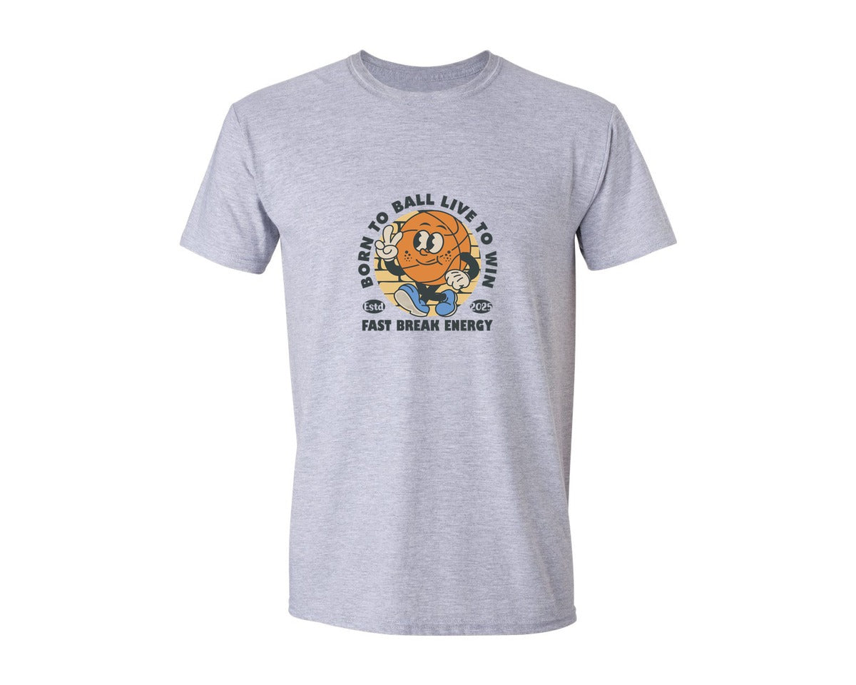 brand:Generic|color:Sports Grey / Athletic Heather|Retro Basketball Cartoon Character 2 Graphic T-Shirt