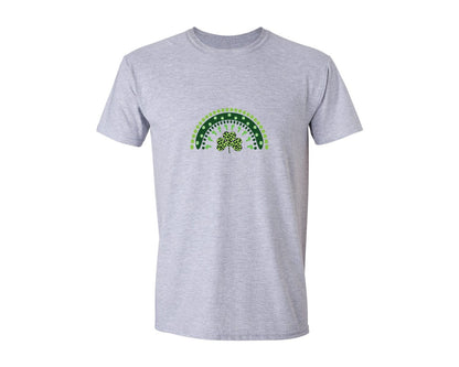 brand:Generic|color:Sports Grey / Athletic Heather|Leopard Shamrock Green Rainbow Graphic T-Shirt