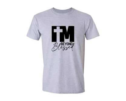 brand:Generic|color:Sports Grey / Athletic Heather|Im Beyond Blessed Jesus Cross Graphic T-Shirt
