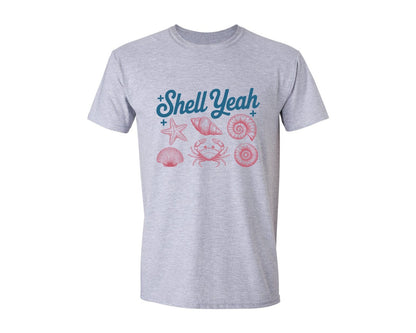 brand:Generic|color:Sports Grey / Athletic Heather|Shell Yeah Starfish Crab Ammonite Graphic T-Shirt