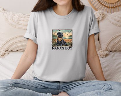 brand:Bella Canvas|color:Sports Grey / Athletic Heather|Mamas Boy Hunting Lab Dog Graphic T-Shirt