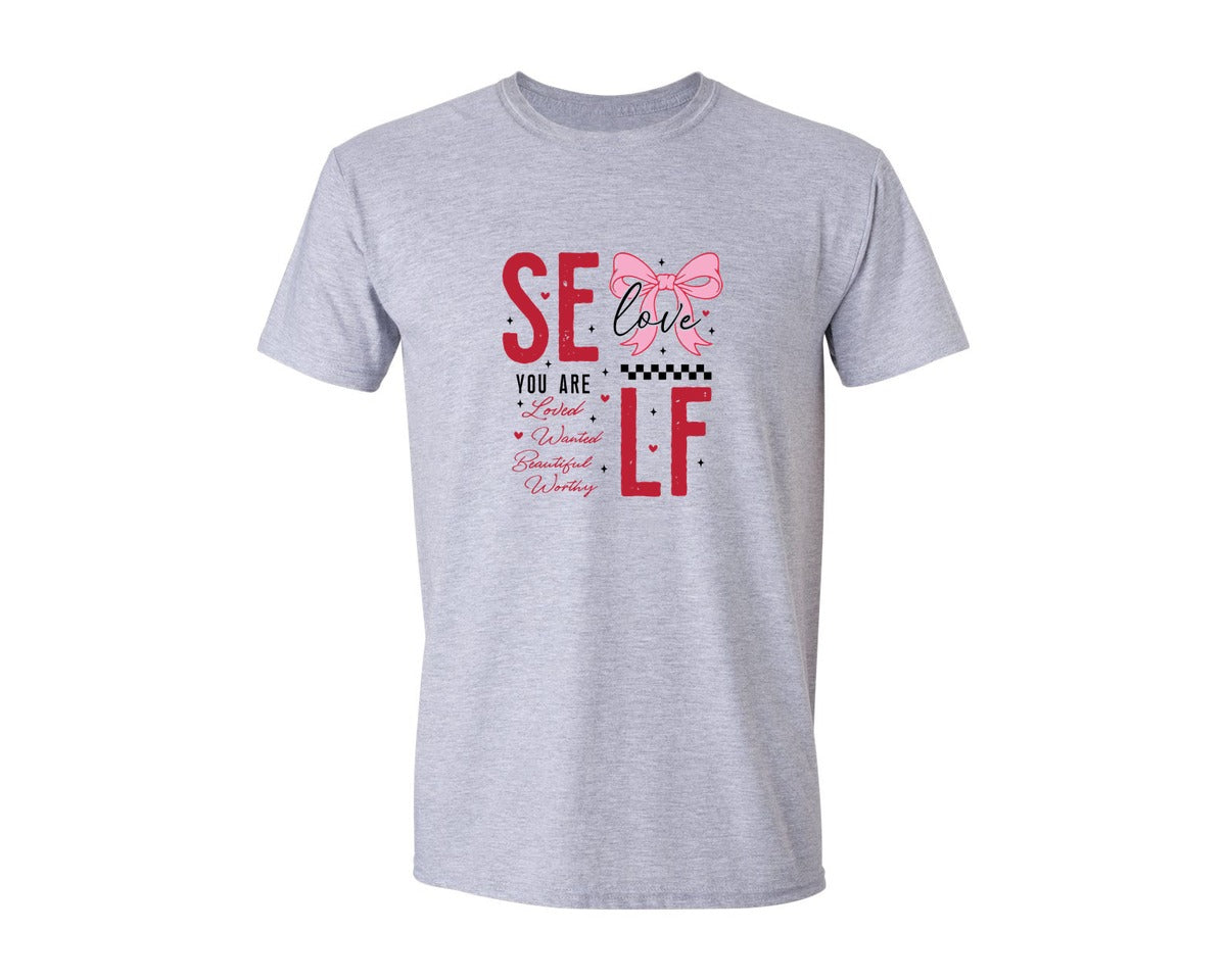brand:Generic|color:Sports Grey / Athletic Heather|Valentine Self Love Love Graphic T-Shirt