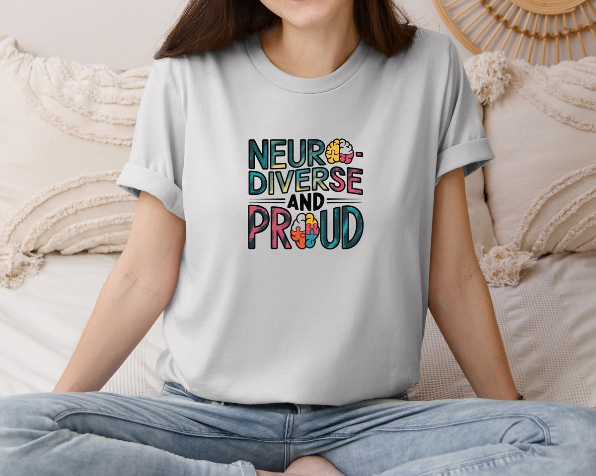 brand:Bella Canvas|color:Sports Grey / Athletic Heather|Neuro Diverse And Proud Autism Shirt Graphic T-Shirt