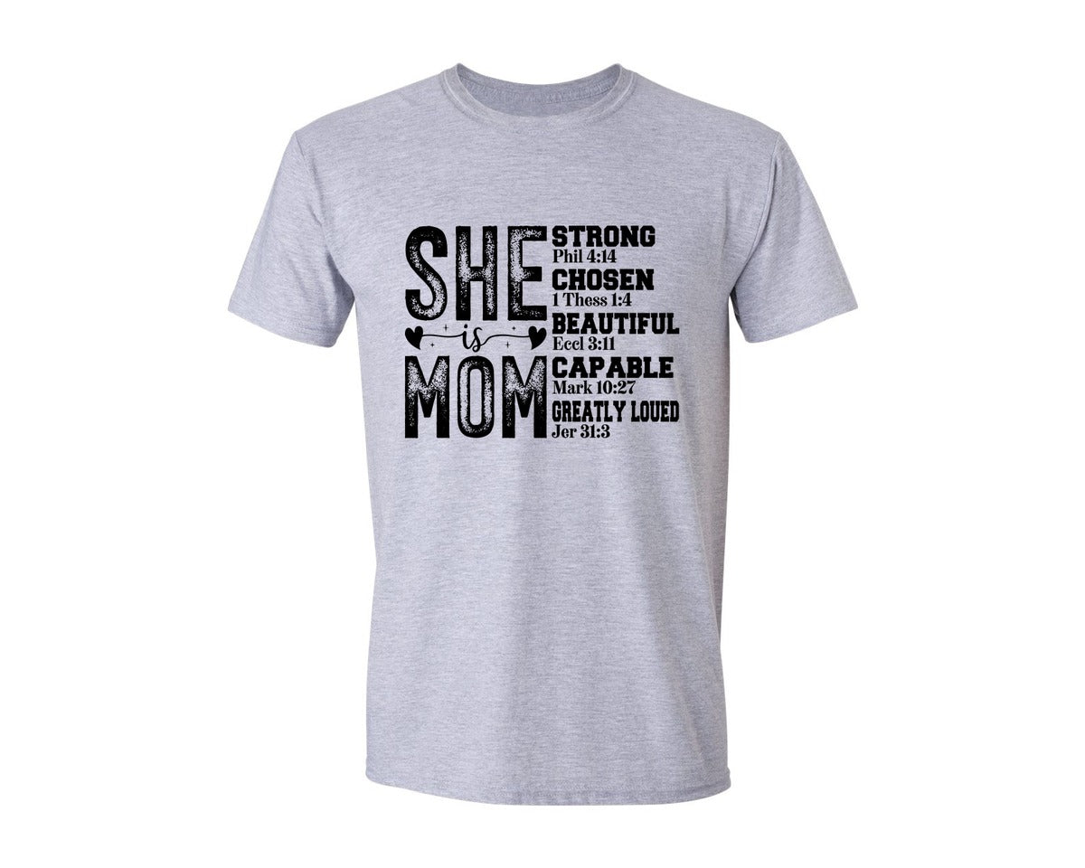 brand:Generic|color:Sports Grey / Athletic Heather|She Is Mom 6 Graphic T-Shirt