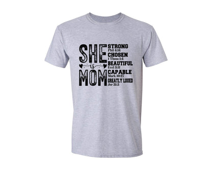 brand:Generic|color:Sports Grey / Athletic Heather|She Is Mom 6 Graphic T-Shirt