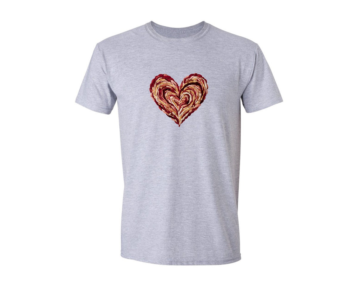 brand:Generic|color:Sports Grey / Athletic Heather|Faux Yarn Knitted Valentine Heart Love Graphic T-Shirt