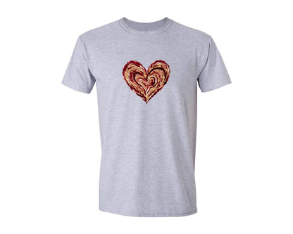 brand:Generic|color:Sports Grey / Athletic Heather|Faux Yarn Knitted Valentine Heart Love Graphic T-Shirt