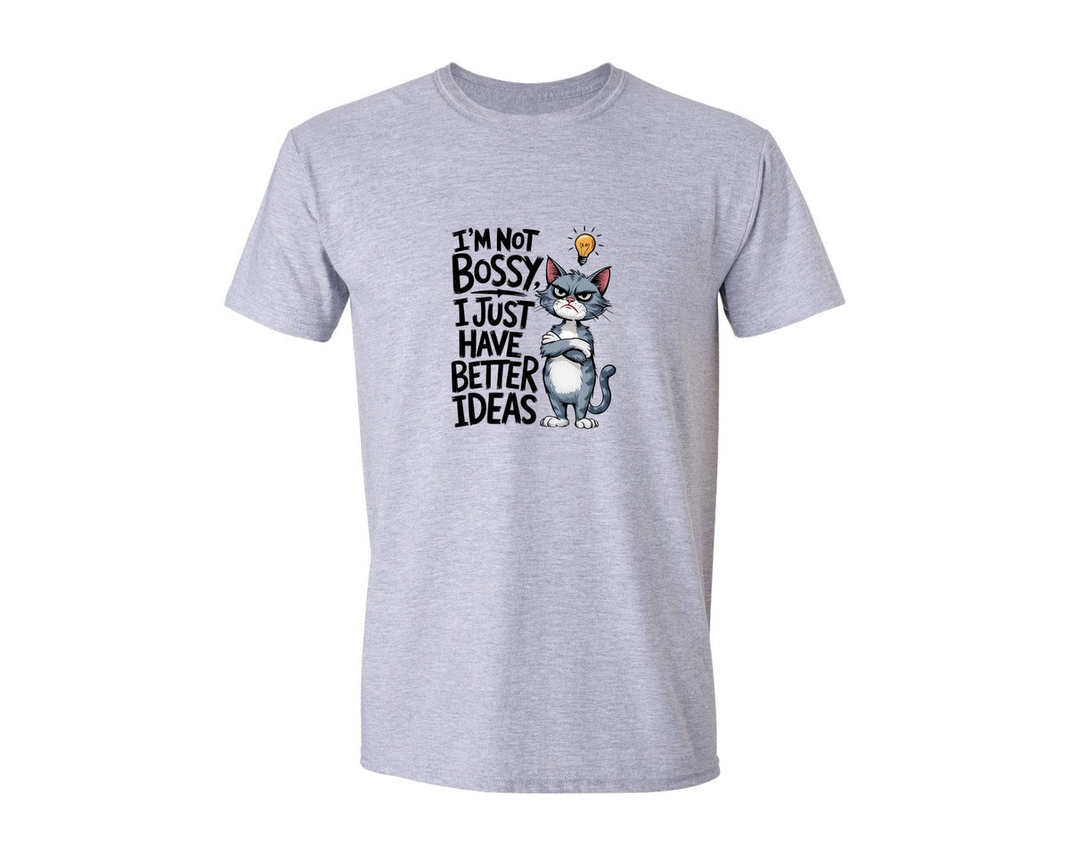 brand:Generic|color:Sports Grey / Athletic Heather|Sarcastic Sassy Funny Cat Im Not Bossy Graphic T-Shirt