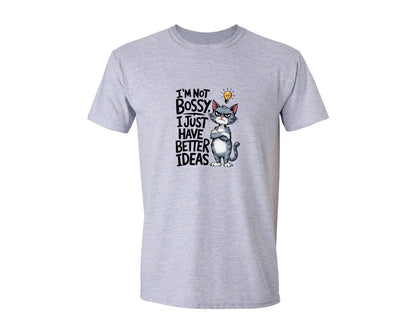 brand:Generic|color:Sports Grey / Athletic Heather|Sarcastic Sassy Funny Cat Im Not Bossy Graphic T-Shirt