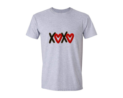 brand:Generic|color:Sports Grey / Athletic Heather|Yarn Crochet Xoxo Love Valentines Graphic T-Shirt