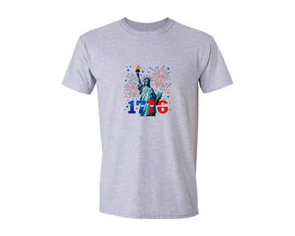 brand:Generic|color:Sports Grey / Athletic Heather|Statue Of Liberty 1776 Fireworks T Shirt Graphic T-Shirt