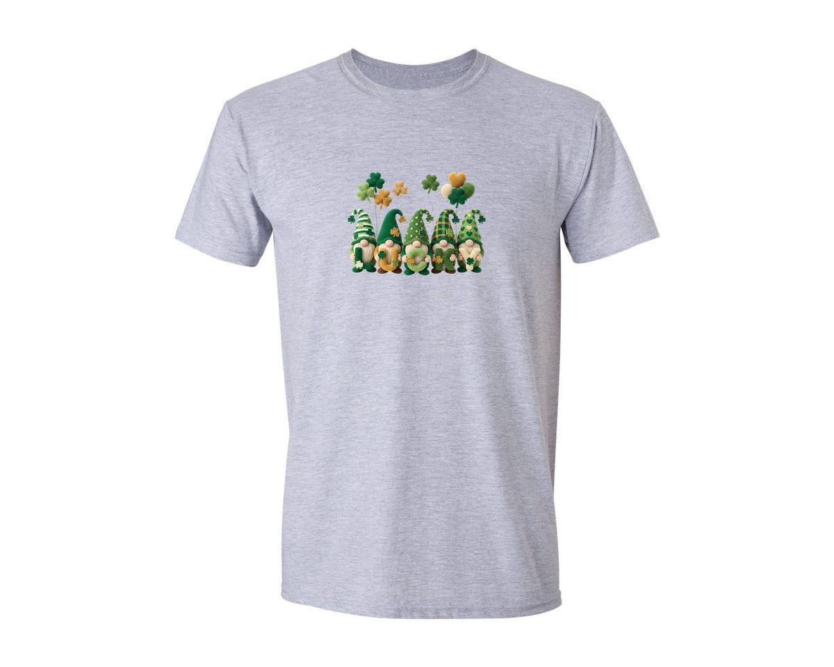brand:Generic|color:Sports Grey / Athletic Heather|Faux Yarn Lucky St Patricks Day Gnome Graphic T-Shirt