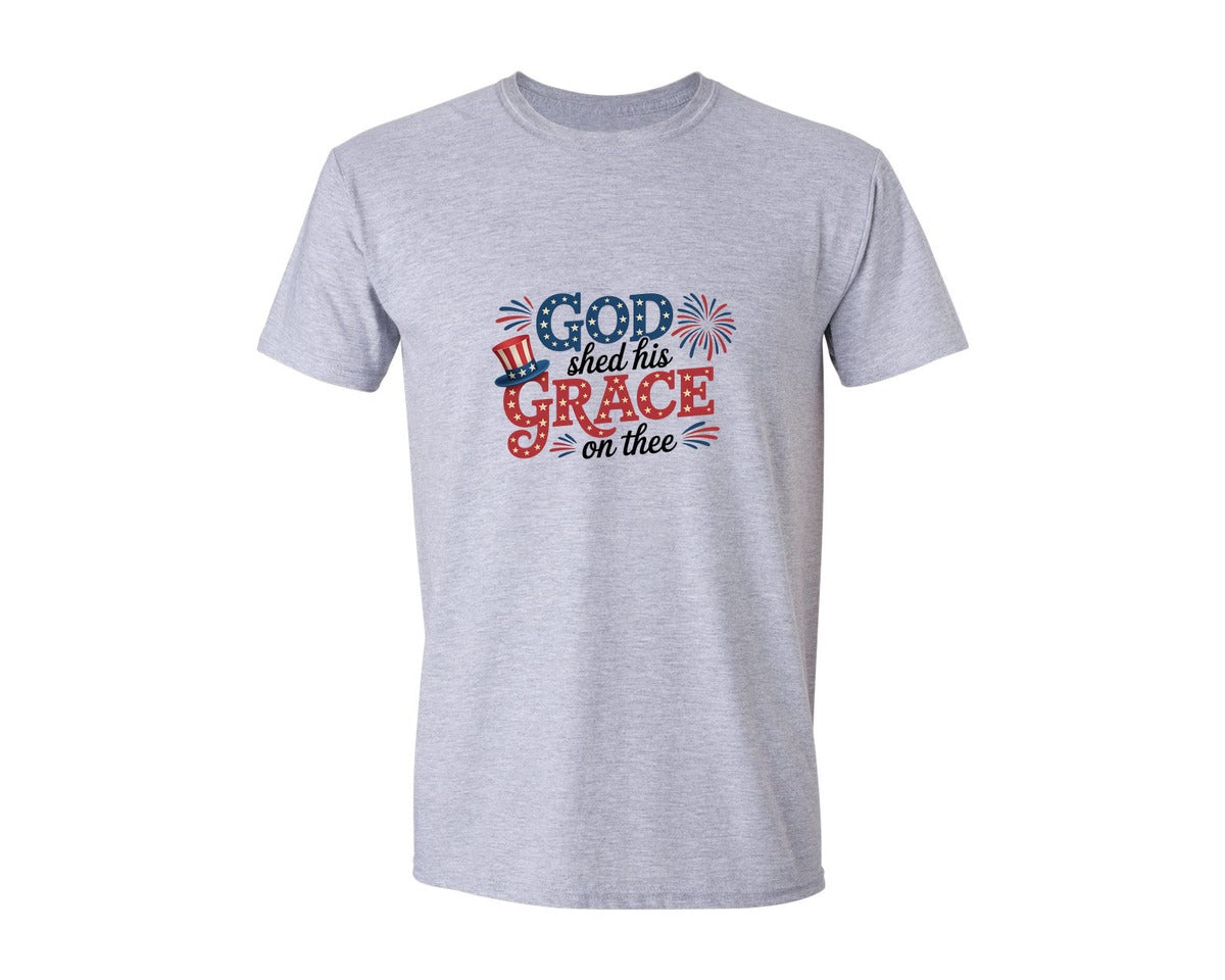 brand:Generic|color:Sports Grey / Athletic Heather|God Shed His Grace Patriotic 2 Graphic T-Shirt