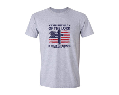 brand:Generic|color:Sports Grey / Athletic Heather|Spirit Of The Lord Freedom 4Th July Graphic T-Shirt