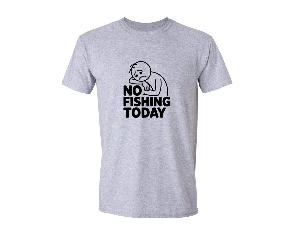 brand:Generic|color:Sports Grey / Athletic Heather|No Fishing Today Funny Fishing Lover Graphic T-Shirt