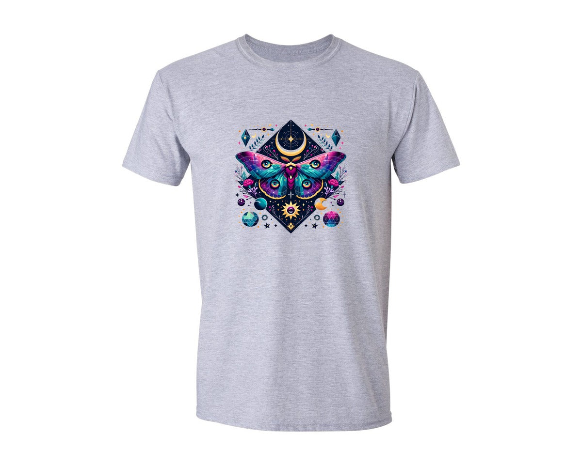 brand:Generic|color:Sports Grey / Athletic Heather|Luna Moth Moon Phases Witchy Graphic T-Shirt