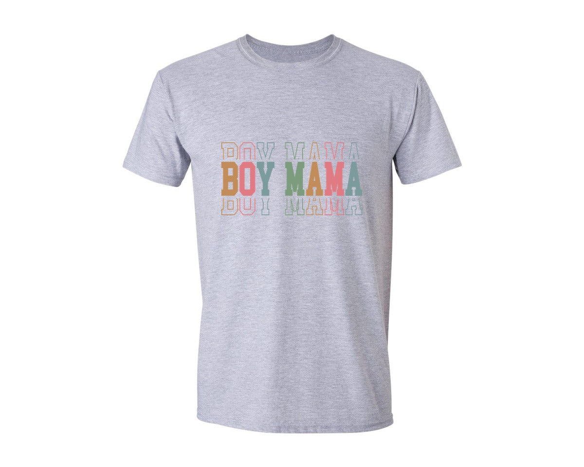 brand:Generic|color:Sports Grey / Athletic Heather|Boy Mama Boy Mama Boy Mom Life Graphic T-Shirt