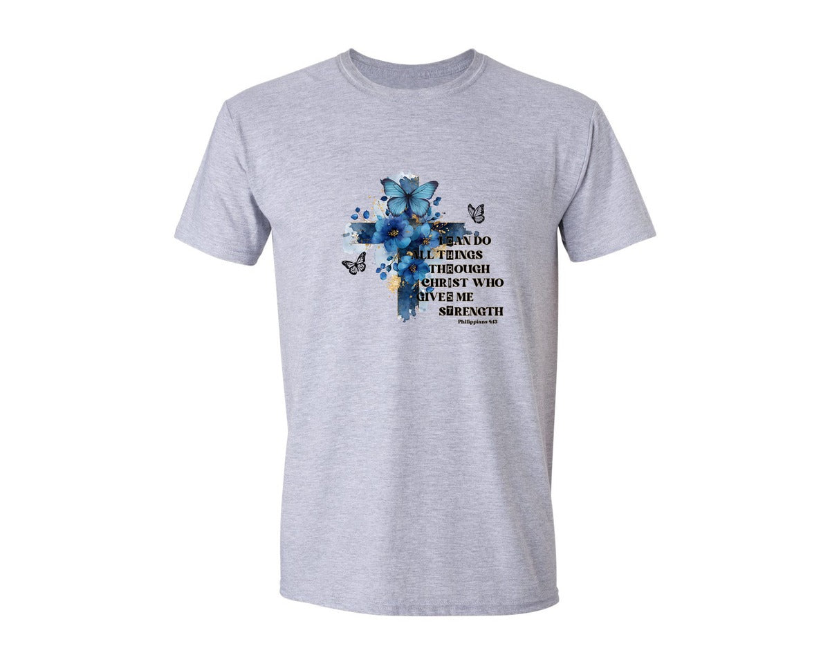 brand:Generic|color:Sports Grey / Athletic Heather|I Can Do All Things Christian Graphic T-Shirt