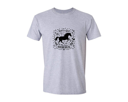 brand:Generic|color:Sports Grey / Athletic Heather|Horse Riding Girl T Shirt Design Graphic T-Shirt