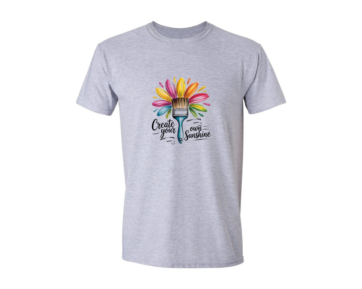 brand:Generic|color:Sports Grey / Athletic Heather|Create Your Own Sunshine Positive Shirt Graphic T-Shirt