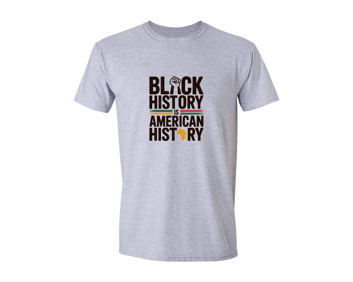 brand:Generic|color:Sports Grey / Athletic Heather|Black History Month American History Graphic T-Shirt
