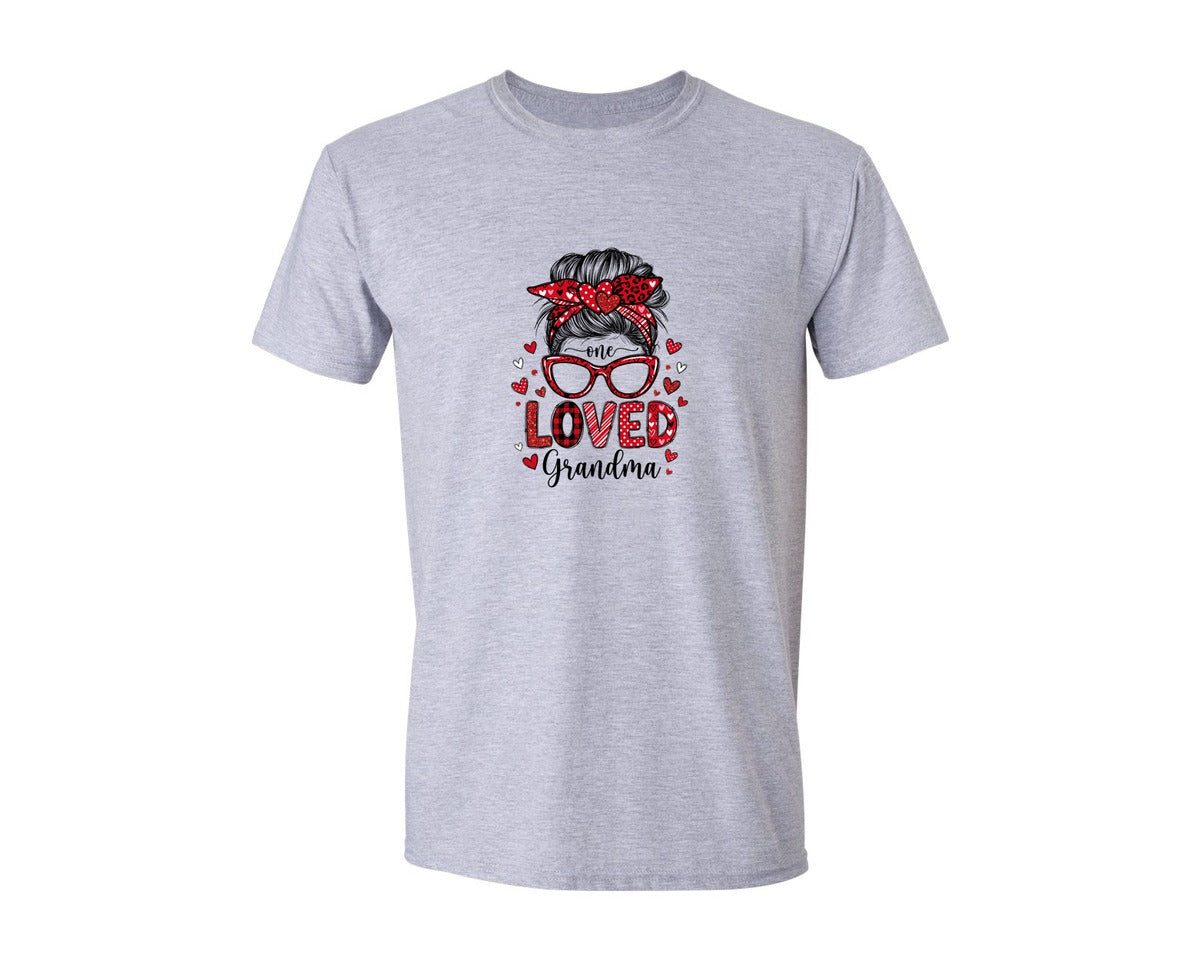 brand:Generic|color:Sports Grey / Athletic Heather|One Loved Grandma Valentine Graphic T-Shirt