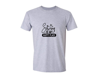 brand:Generic|color:Sports Grey / Athletic Heather|Sewing Is My Happy Place 36 Graphic T-Shirt