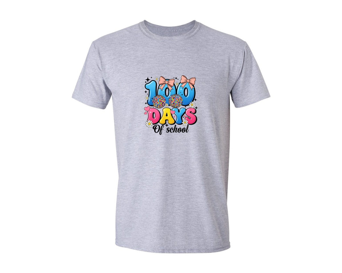 brand:Generic|color:Sports Grey / Athletic Heather|100 Days Of School Girl Graphic T-Shirt