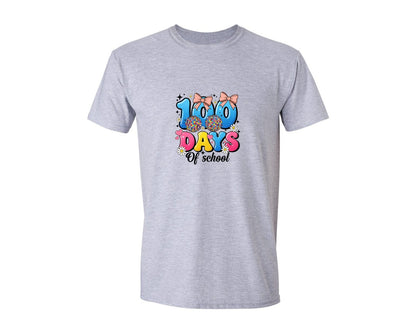 brand:Generic|color:Sports Grey / Athletic Heather|100 Days Of School Girl Graphic T-Shirt