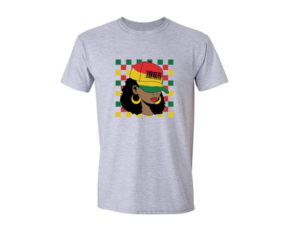brand:Generic|color:Sports Grey / Athletic Heather|Juneteenth 1865 Afro Woman Freedom Graphic T-Shirt