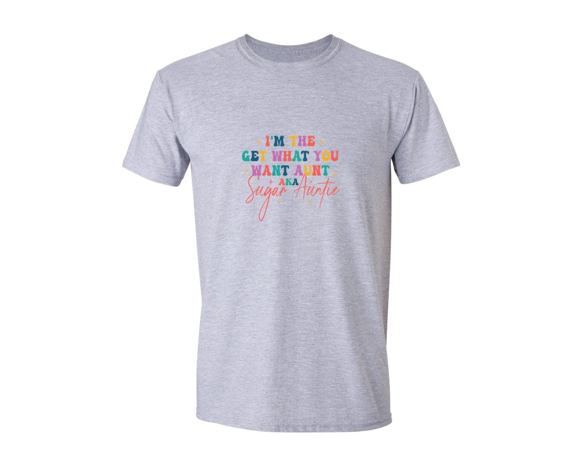 brand:Generic|color:Sports Grey / Athletic Heather|Sugar Auntie Im The Get What Graphic T-Shirt