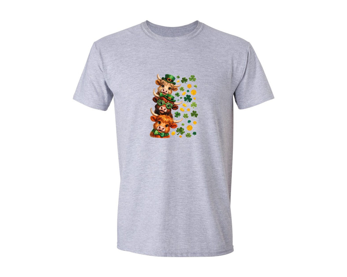 brand:Generic|color:Sports Grey / Athletic Heather|St Patricks Day Highland Cow 65 Graphic T-Shirt