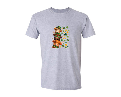 brand:Generic|color:Sports Grey / Athletic Heather|St Patricks Day Highland Cow 65 Graphic T-Shirt